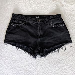 Black Denim Cutoff Shorts by PAIGE